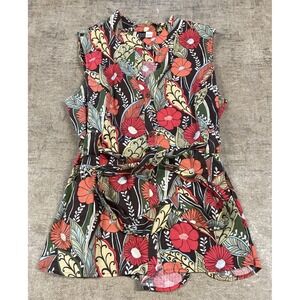 Saks 5th Avenue Threads Linen Blouse Floral Sleeveless